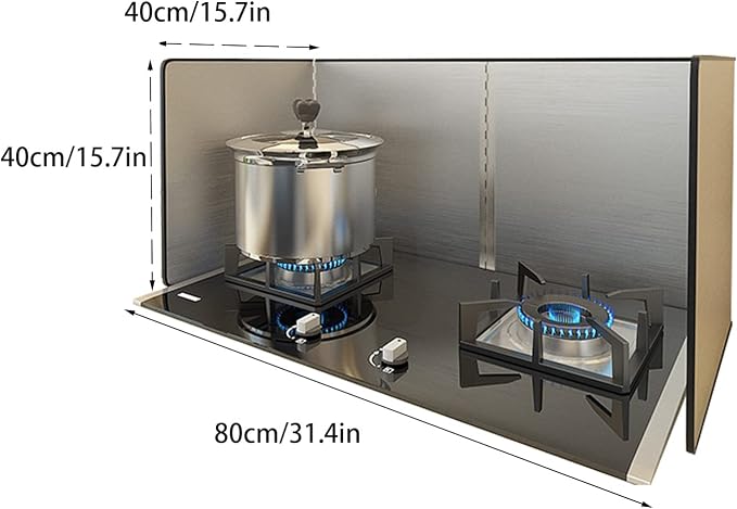 Cooking Splash Guards, Stainless Steel Oil Splatter Guard, Stove Splash Guard, Folding Splash Shield Panel, Non-Stick 3 Sided Splatter Guard, for Gas Stoves and Frying Pa,40x80x40cm