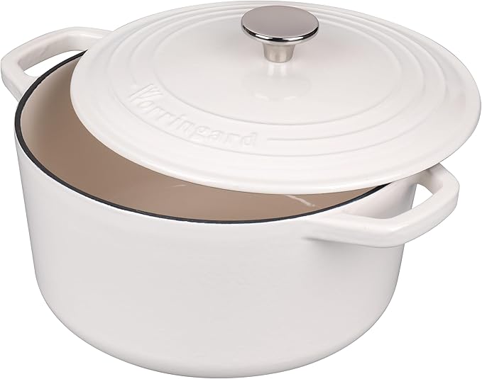 VORRINGARD Enameled Cast Iron Dutch Oven Pot with Lid, for Bread Baking, Round Bread Oven- include Sourdough Bread Baking Supplies Set, 4.5QT, White