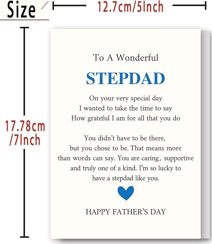 FANCYLUCKY Funny Bonus Dad Fathers Day Card, Happy Father’s Day Card for Stepdad from Stepdaughter Stepson, Heartfelt Love Card for Step Dad