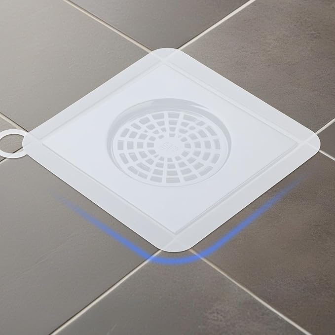 2 Pieces Silicone Drain Cover Floor Tub Stopper, 6x6 Inch Anti-Odor Deodorizing Mat Shower Drain Covers for Kitchen Bathroom Laundry, Sewer Plugs with Silica Gel Seal
