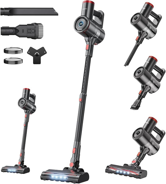 RONEAIR Cordless Vacuum Cleaner,40Kpa 45Min Vacuum Cleaners for Home,Self-Standing,Stick Vacuum with Wall Mount Storage,Anti-Tangle &,6 in 1 Lightweight Vacuum for Hard Floors Carpet Pet Hair - Black