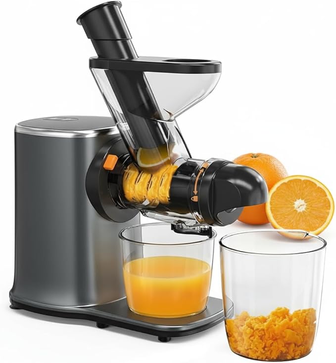 Marsail Slow Juicer, Cold Press Juicer Machines with Soft & Hard Modes, High Juice Yield Masticating juicer for Vegetables & Fruits with Reverse Function