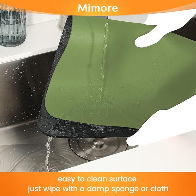 Mimore Coffee Mat - 12x19 Inch Green Countertop Mat - Absorbent, Hides Stains, Rubber Backed - Dish Drying Mat Fits Under Coffee Maker or Espresso Machine