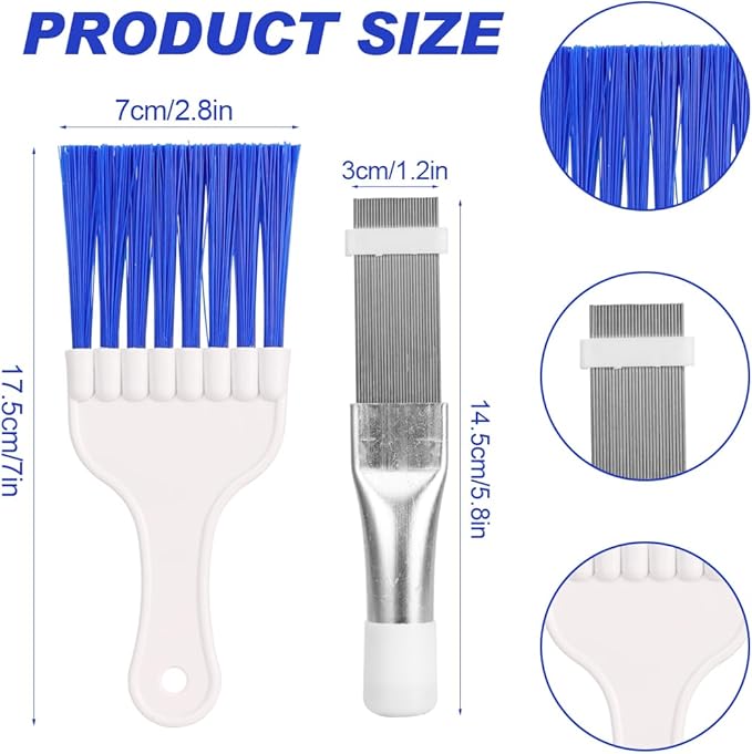Air Conditioner Condenser Fin Cleaning Brush Stainless Steel Coil Condenser Brush AC Fin Comb Refrigerator Coil Cleaning Whisk Brush Evaporator Radiator Repair Tool