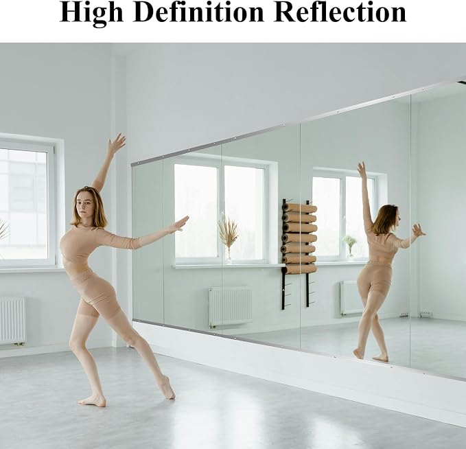 Ruomeng Home Gym Mirror, 55''x30''x2PCS Full Length, Large Frameless Body Mirror Tempered Glass for Gym, Workout, Yoga, Garage, Dance Studio