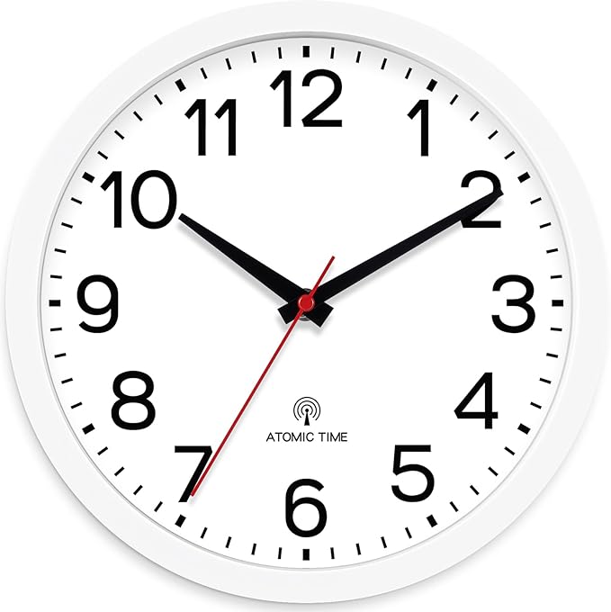 AKCISOT 10 Inch Wall Clock, Battery Operated Analog Clock, Silent Non-Ticking, Ideal for Bedroom, Bathroom, Kitchen, Office and School, White