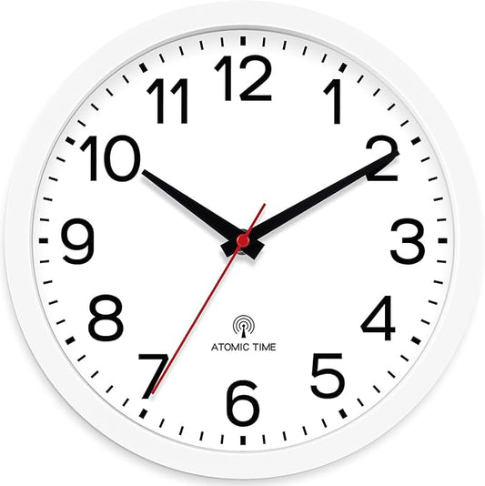 AKCISOT 10 Inch Wall Clock, Battery Operated Analog Clock, Silent Non-Ticking, Ideal for Bedroom, Bathroom, Kitchen, Office and School, White