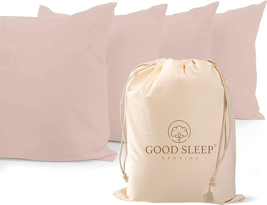 1000 TC Blush King Pillowcases Set of 4 100% Egyptian Cotton Pillow Cases with Long Staple Cotton & Sateen Weave, Silky Soft Hotel - Like Bed Pillow Covers for Comfy Sleeping, Snug Fit