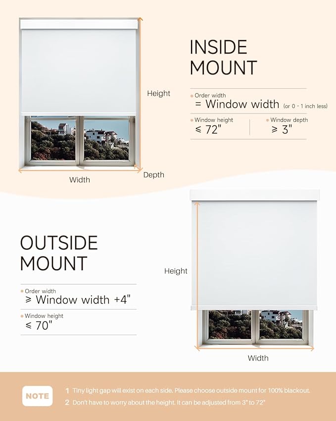 Smart Roller Shades for Windows, Alexa Blackout Motorized Blinds with Remote Control, Easy Install Automatic Electric Blinds for Indoor (38" W x 72" H, White)