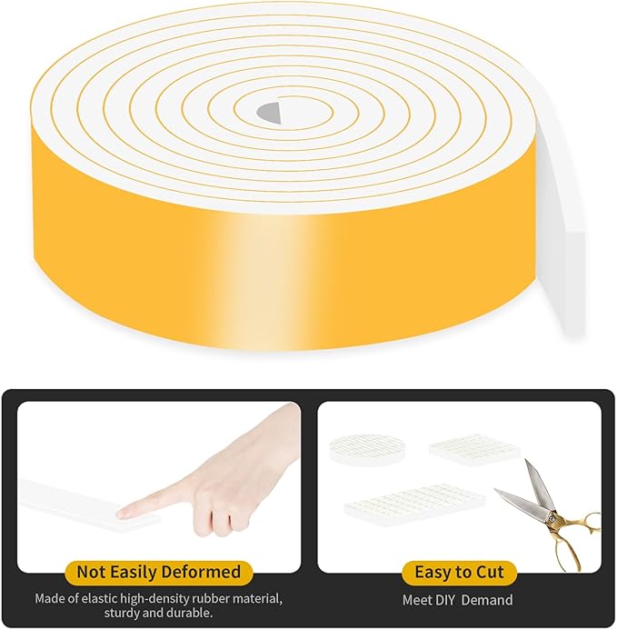 Weather Stripping,Weather Stripping Door Seal Stripping,High Density CR Foam,Door Seal Strip for Door Frame,Window Frame,Sliding Door (White,2 in x 1/4 in x 13Ft)