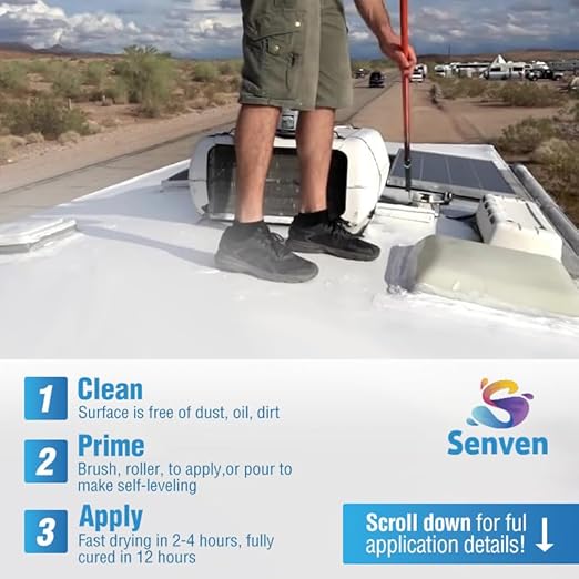 RV Roof Sealant RV Roof Coating RV Roof Sealant White 1 Gallon Waterproof Solar Reflective & Leak Repair for Trailers Campers Motorhomes