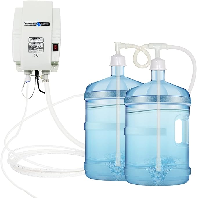 TDRRICH Bottled Drinking Water Dispensing Pump System，Double-Pipe Electric Water Pump for 5 Gallon Power 25W Pressure Value 60psi 1GPM Flow 2.5L Suitable for Coffee/Ice Machines,Refrigerators, Faucets
