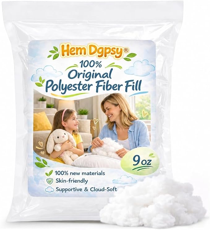 Premium Polyfill Stuffing 9oz, Polyester Fiberfill Stuffing for Stuffed Animals, Crochet Toys, Crafts, Cushion, Couch, Sewing, Cloud Decor, Machine Washable