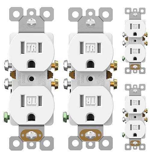 AIDA 4 Pack Matte White 15 Amp Outlet Duplex Electrical Receptacle Outlets,Power Outlet,Tamper Resistant,Heavy-Duty Receptacle, 2 Pole,3-Wire, Self-Grounding Clip, NEMA 5-15R,UL Listed