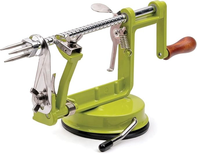 RSVP International Green Apple Slicer, Corer, & Peeler | Suctions to Countertop | Cuts Perfect .25" Slices | Durable & Strong