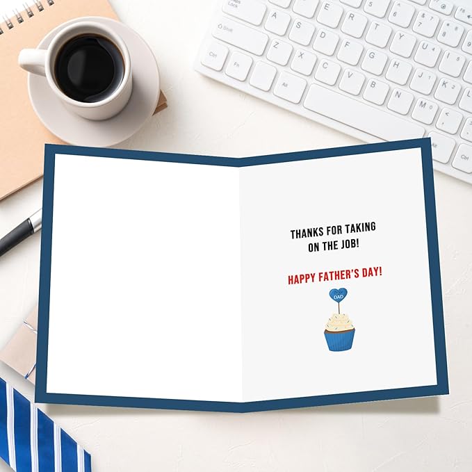 FANCYLUCKY Funny Step Dad Fathers Day Card Gifts from Step Son Daughter, Bonus Dad Fathers Day Cards, Humor Father's Day Card for Stepdad