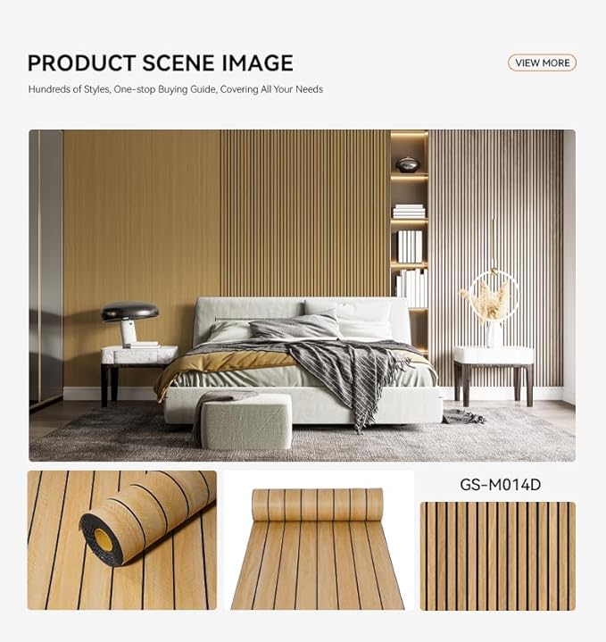 WaveSpace Self-Adhesive PVC Slat Wall Panels, Peel and Stick Wood Panels 118"x15.75", Thick Faux Oak Wood Grain Wallpaper Panels 3D Soundproof Wall & Ceiling Panels Decorativos para Pared