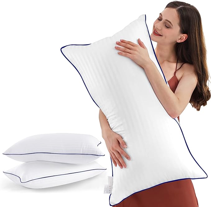 SEMZSOM Bed Pillows for Sleeping, King Size Pillows Set of 2 Cooling Luxury Hotel Quality Pillow with Premium Soft Down Alternative Filling for Back, Stomach or Side Sleepers