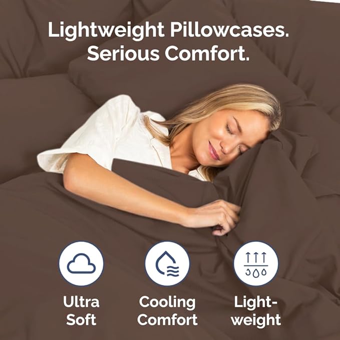 Standard Pillow Cases Set of 2 - Ultra-Soft Hotel Quality Pillowcase Covers - Comfy & Wrinkle Free - Stain and Fade Resistant - Machine Washable Pillow Protectors - 2 Piece Set - Standard Size Brown