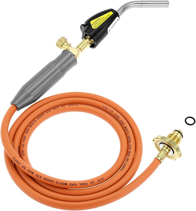 QWORK Welding Torch, Propane Torch Soldering Torch with 78.7 in Hose & Electric Ignition Button, Compatible with Type 1 Valve OPD Valve, for Melt Heating Brazing Plumber