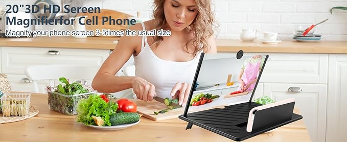 20" Screen Magnifier for Cell Phone,Fanlory 3D HD Magnifying Projector Screen Enlarger for Movies, Videos and Gaming, Foldable Phone Stand with Screen Amplifier,Birthday Gifts for Mom Dad & Family