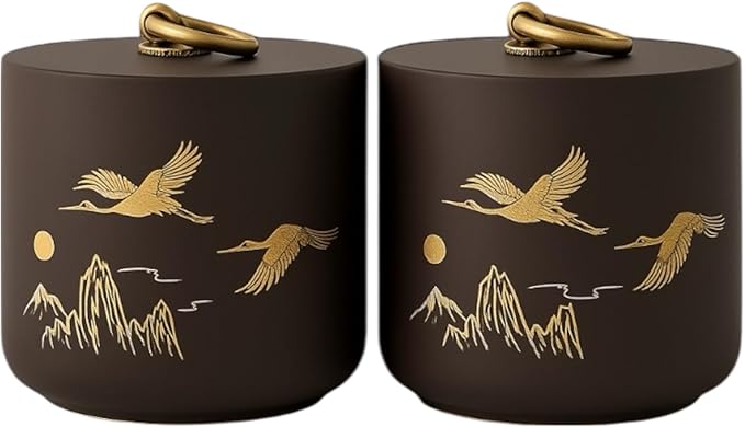 Bare & Balanced Ceramic Canister with Airtight Lid – Premium Kitchen Storage Jar | Crane & Mountain Design | Storage for Dry Goods | Gift-Ready Box