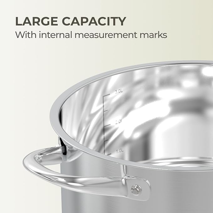 SUNHOUSE 13 Quart Stock Pot with Lid, Stainless Steel Large Pot for Cooking | 13QT Big Pots for Pasta, Soup - Stockpot for Canning, Seafood Boil with Impact Bonded Base - Oven Safe & Induction Compatible