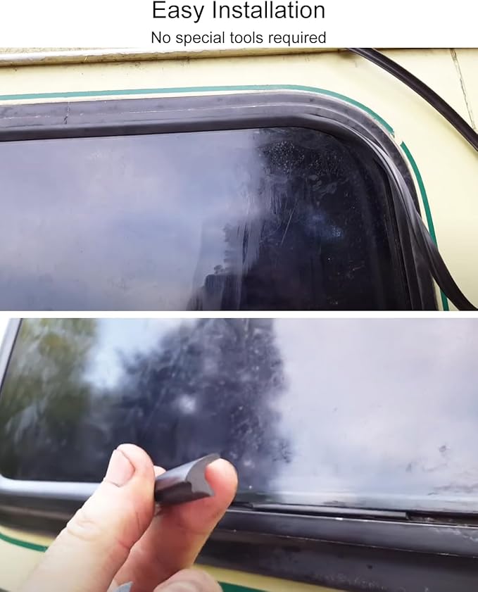 RV Window Seal - 5/16" x 9/16" inch Waterproof Rv Rubber Seal Strip, Car Window Glass Edge Weather Stripping, Windshield Locking Gasket for Camper Marine Boat Truck, 20FT