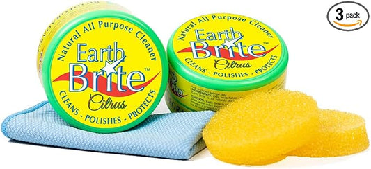 All Natural Multipurpose Cleaner for Bathroom, Floor, Kitchen and More | 300g Citrus Natural Clay Tub + Sponge (2-Pack) Includes Bonus Diamond Towel Cleaning Supplies Kit