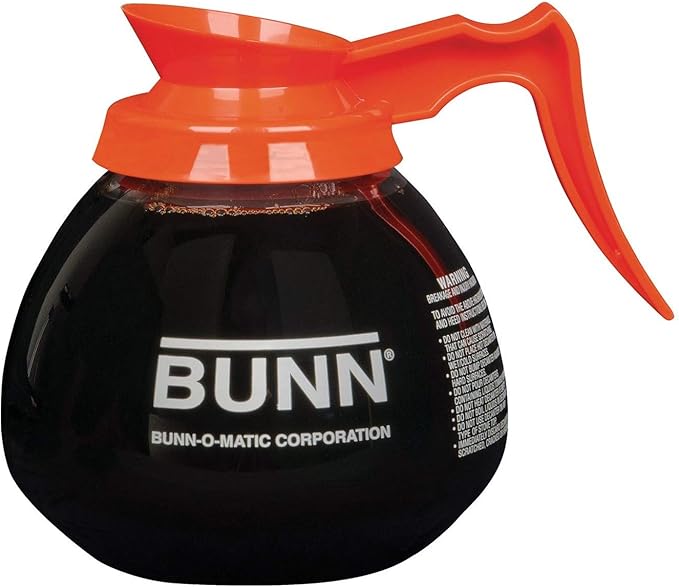 BUNN Coffee Pot Decanter/Carafe, 2 Black Regular and 1 Orange Decaf, 12 Cup Capacity, Set of 3