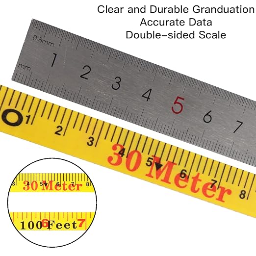 Open Reel Fiberglass Tape Measure, Tape Measure 100 ft by 1/2-Inch, Inch/Metric Scale for Engineer,Outdoor, Athletic Field, Impact Resistant ABS Shell (100FT/30M