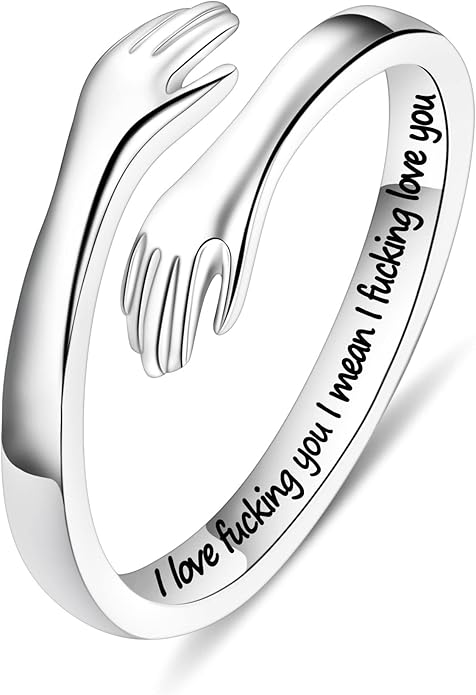 Yesteel Mothers Day Gifts - S925 Sterling Silver Hug Ring for Women Teen Girls, Adjustable Ring Jewelry Mothers Day Birthday Gifts for Daughters Mom Sister Wife Friends Grandma