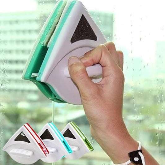Magnetic Window Glass Cleaner | Doublefaced Glass Cleaner | Double-Side Glazed Two Sided Wiper with 2 Extra Cleaning Cotton Squeegee Washing Equipment Household Magnet (Multicolour)