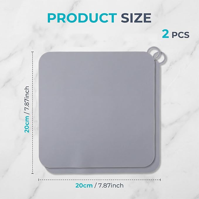 JJUNW 2Pack Silicone Tub Stopper, 8 x 8 Inch Drain Covers to Keep Bugs Out Universal Flat Drain Cover Sewer Anti-Odor Mat for Shower Tub Stopper Kitchen Laundry Bathroom