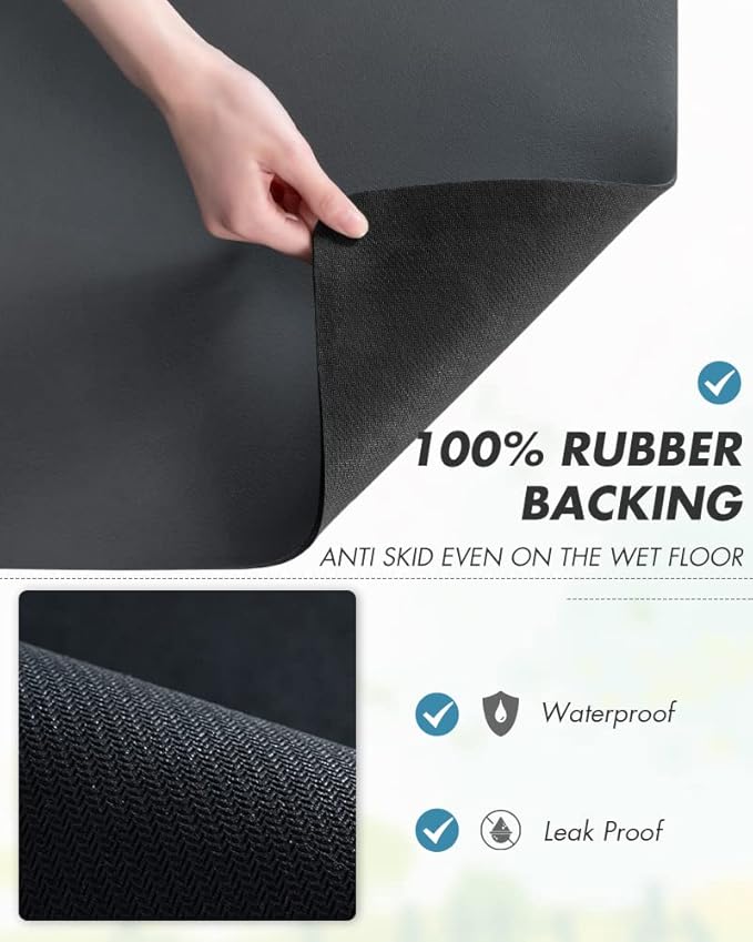 AMOAMI-Coffee Mat Hide Stain Rubber Backed Absorbent Dish Drying Mat for Kitchen Counter-Coffee Bar Accessories Fit Under Coffee Maker, Espresso Machine, Pot, Dish Rack