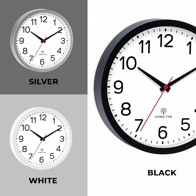AKCISOT 10 Inch Wall Clock, Battery Operated Analog Clock, Silent Non-Ticking, Ideal for Bedroom, Bathroom, Kitchen, Office and School, White