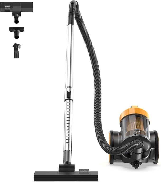 NEWBULIG Canister Vacuum Cleaners for Home, Strong Suction Bagless Vacuum Cleaner, 850W 16Kpa for Hard Floor and Carpet, Retractable Cord,1.8L Large Dust Cup