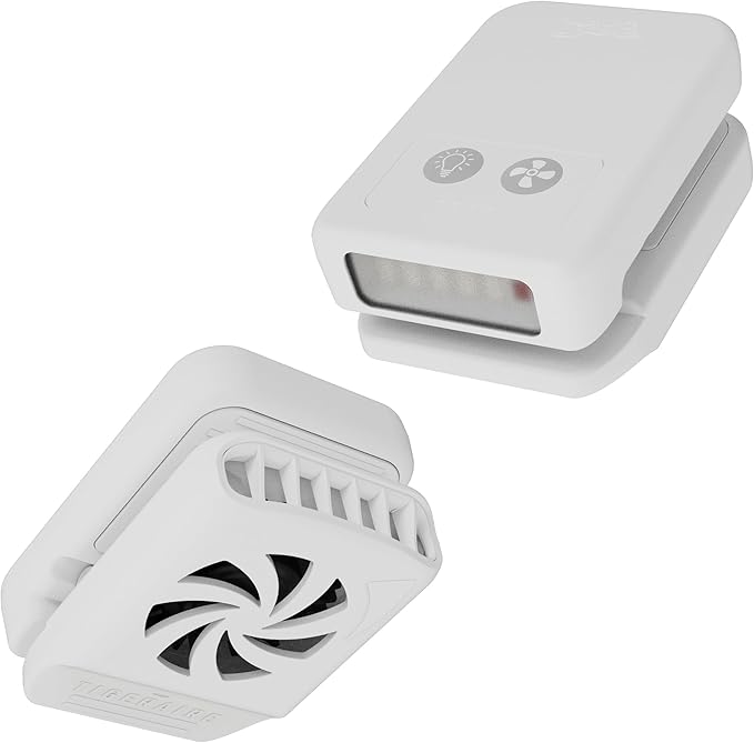 Tigeraire Breezy V3 Clip-On Hat Fan for Sportsmen & Tradesmen - Lightweight Head Cooler, USB-C Recharge, 11 MPH Airflow, 10+ Hr Runtime, Defogs Eyewear & Face Shields - Portable Heat Relief - White