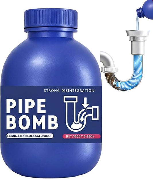 Pipe Bobo Drain Cleaner, 10.6oz Powerful Drain Clog Remover Powder for Kitchen Sink, Shower & Tub, Professional Pipe Bomb to Dissolve Hair & Grease, Safe on All Pipes | 1 Pack