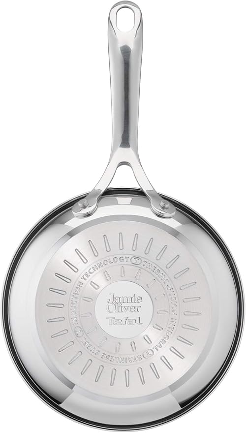 T-Fal Jamie Oliver Cooks Direct, Stainless Steel Non-stick Frying Pan 3 Pcs Set (20/24/28cm) (8/9/11 Inches) with Induction