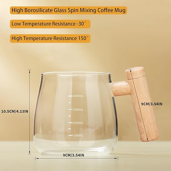 Self Stirring Mug, 400ML Self Stirring Coffee Mug Electric Mixing Mug High Borosilicate Glass Mixing Coffee Mug With 55° Constant Temperature Coaster Suitable for Coffee/Milk/Protein Powder
