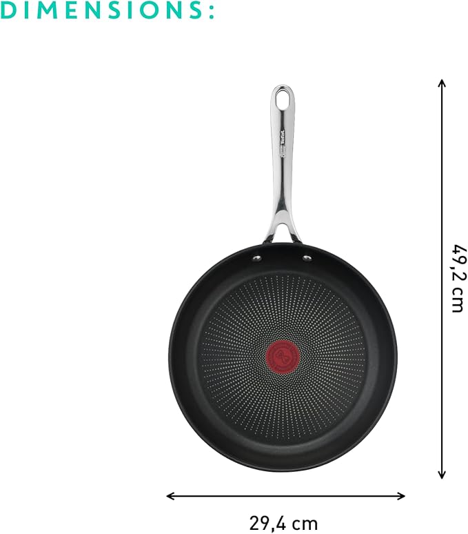 T-Fal x Jamie Oliver Nonstick Coated Stainless Steel Pan 11-Inch, Induction Compatible, Oven Safe up to 500°F, Chef's Stainless Steel Skillet, Frying Pan, Silver