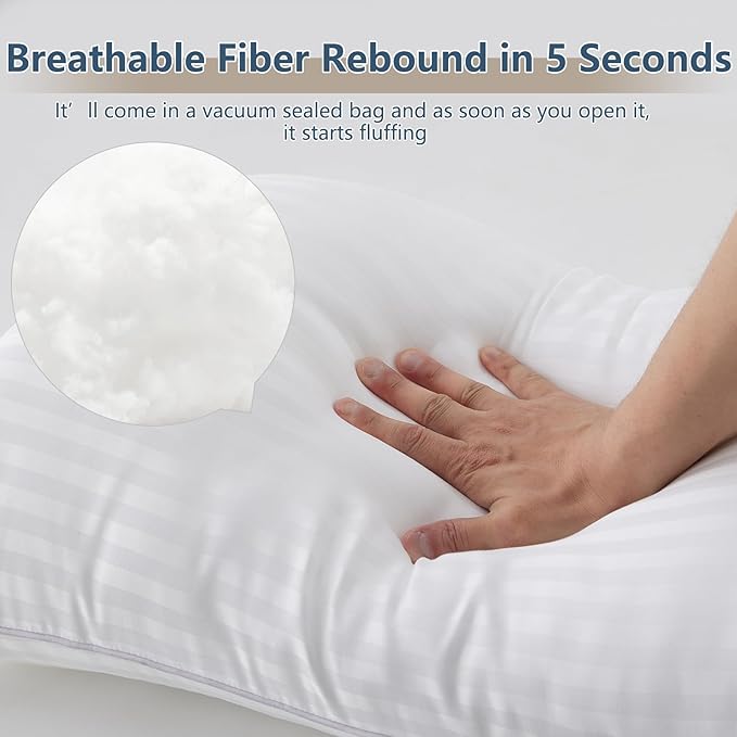 CozyLux Pillows Standard Size Set of 4, Cooling Hotel Quality Bed Pillows with Premium Soft Down Alternative Fill for Side Back and Stomach Sleepers - 4 Pack, Standard, 18x26 Inches
