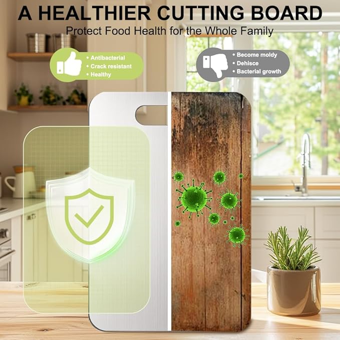 Titanium Cutting Board for Kitchen, Stainless Non Stick Chopping Board, Upgrade Double Sided Food-Grade Titanium Board for Kitchen for Meat Cheese Vegetable (Large)