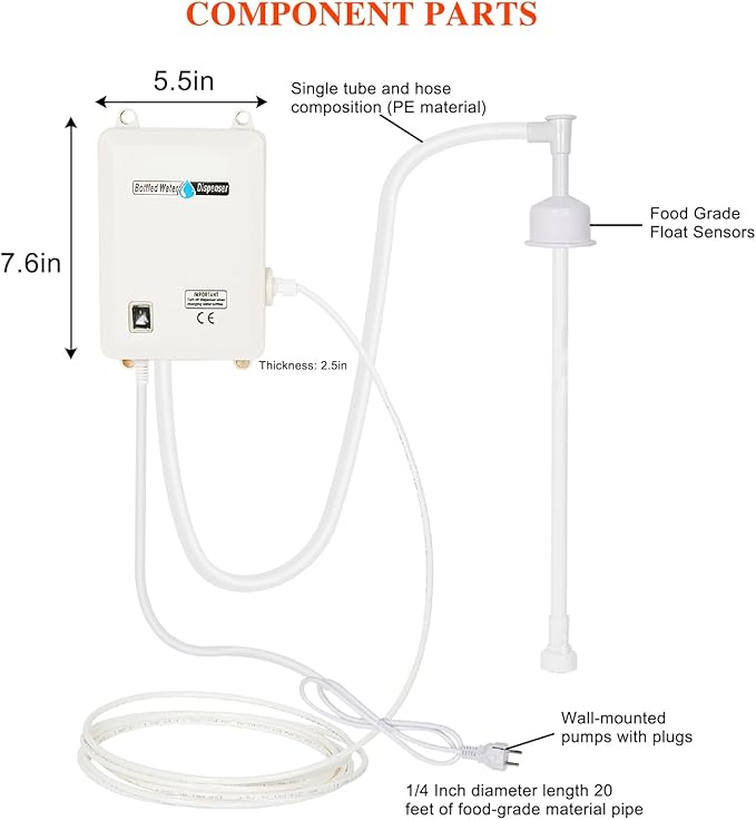Water Dispenser Pump System for 5 Gallon Bottle,Drinking Water Dispensing Single Inlet Quiet for Refrigerator Home,110V Electric Jug Water Pump for Kitchen Ice Coffee Tea Maker