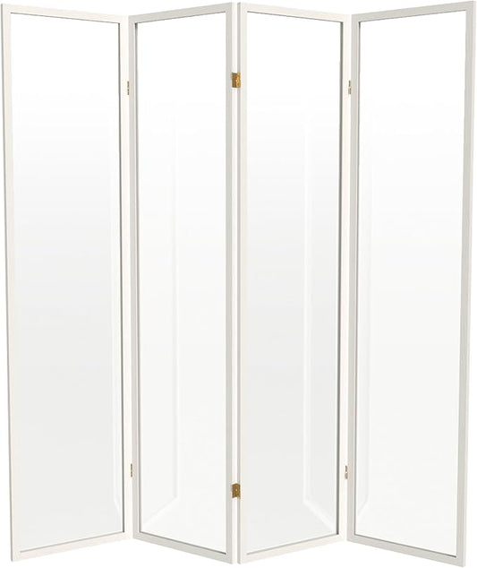 Red Lantern 6 ft. Tall Clear Plastic Partition White 4 Panel
