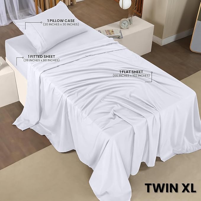 Utopia Bedding Twin XL Bed Sheets Set - Pack of 2 Sheet Sets - Perfect for Spa, Hotel, & Guest Bedroom - Brushed Microfiber - Shrinkage and Fade Resistant - Easy Care (White)
