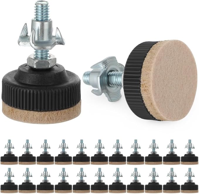 24-Pack Adjustable Furniture Levelers With Lock Nut, Felt Protectors, And Heavy-Duty Screw-In Legs For Tables, Chairs, Sofas