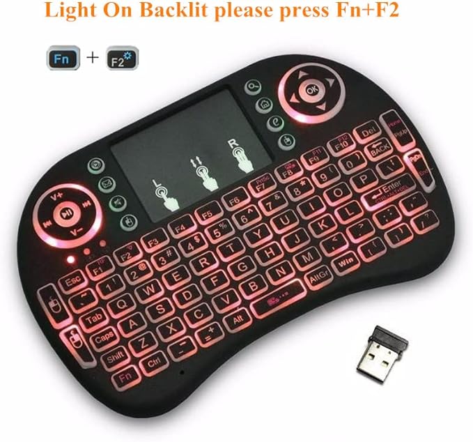 Backlit Mini Wireless Keyboard, BIFANS Air Mouse Portable Combo with Touchpad Mouse for Smart TV PC Android TV Box HTPC IPTV PC Pad Xbox Tablet Projector