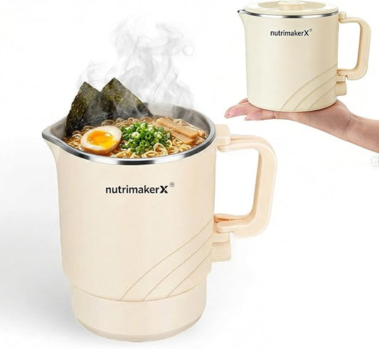 Electric Hot Pot, 1.5L Mini Portable Ramen Cooker for Shabu Shabu, Soup, Oatmeal. Rapid Heating Electric Pot for Dorm Room & Quick Meals. Dual Power Control, Stainless Steel Interior.